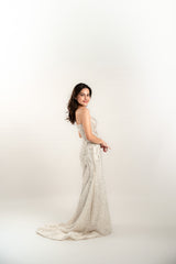 Strapless Embellished Wedding Gown with Detachable Bodice Skirt