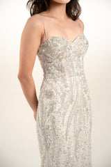 Strapless Embellished Wedding Gown with Detachable Bodice Skirt