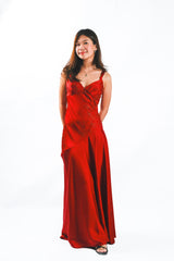 Red Dress with Beaded Flowers