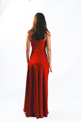 Red Dress with Beaded Flowers