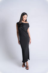 Sheer Asymmetric Maxi Dress