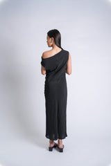 Sheer Asymmetric Maxi Dress