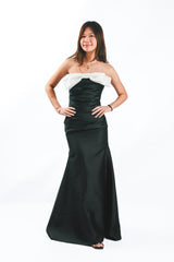 Bow Satin Ruched Maxi Dress