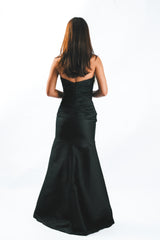 Bow Satin Ruched Maxi Dress