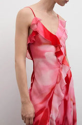 Sleeveless Ruffle Chiffon Dress