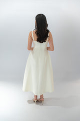 Sweetheart Neckline Textured Midi Dress