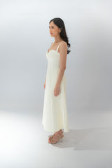 Sweetheart Neckline Textured Midi Dress