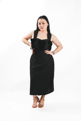 Halter Chiffon Midi Gown With Custom Bows