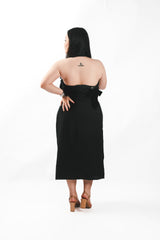 Halter Chiffon Midi Gown With Custom Bows