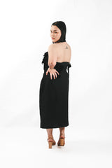 Halter Chiffon Midi Gown With Custom Bows