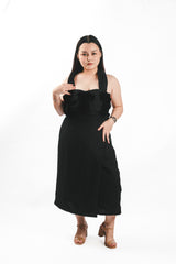 Halter Chiffon Midi Gown With Custom Bows