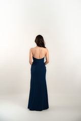 Bustier Gown with Pleating and High Slit