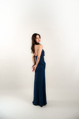 Bustier Gown with Pleating and High Slit