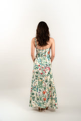Custom One Shoulder Tropical Print Flower Gown