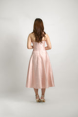 Custom Strapless Midi Dress with Pearl Emebellishments