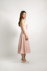 Custom Strapless Midi Dress with Pearl Emebellishments