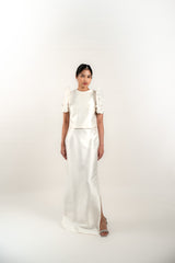 Custom Satin Filipiniana Top and Straight Skirt