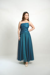 Asymmetric Strapless Tulle Ball Gown
