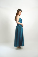 Asymmetric Strapless Tulle Ball Gown