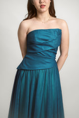Asymmetric Strapless Tulle Ball Gown