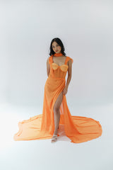 Orange Sheer Corset Gown