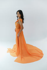 Orange Sheer Corset Gown