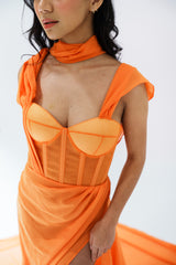 Orange Sheer Corset Gown