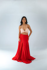 Pink and Red Terno Crop Top and Gown