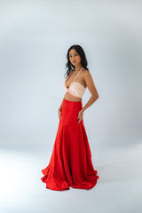 Pink and Red Terno Crop Top and Gown