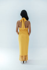 Orange Halter Tassel Dress