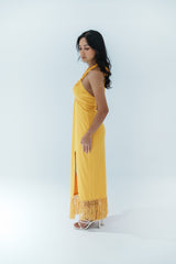 Orange Halter Tassel Dress