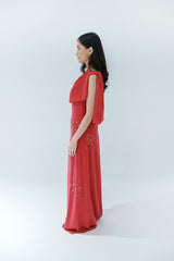 Embellished Gown with Shawl