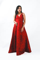 Brocade A-line Gown