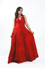 Brocade A-line Gown