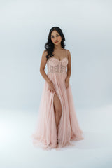Corset Dress with Floral Applique