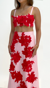 Contrast 3D Flower Bralette and Skirt