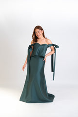 Custom Off Shoulder Gown with Ribbons