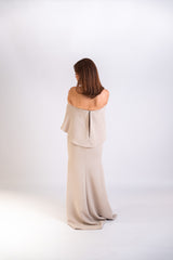 Custom Ruffled Off Shoulder Gown with Boning