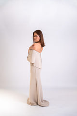 Custom Ruffled Off Shoulder Gown with Boning
