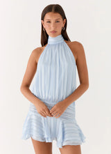 Blue Willow Chiffon Mini Dress