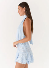 Blue Willow Chiffon Mini Dress