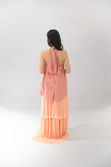 Two Piece Set with Pleated Skirt and Halter Blouse