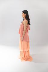 Two Piece Set with Pleated Skirt and Halter Blouse