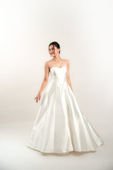Satin Strapless Heart Neckline Wedding Gown