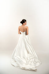 Satin Strapless Heart Neckline Wedding Gown