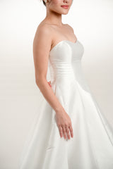 Satin Strapless Heart Neckline Wedding Gown