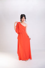 One Shoulder Drape Gown