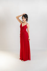 Red Plunging Maxi Dress
