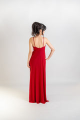 Red Plunging Maxi Dress