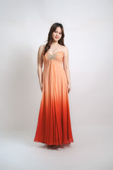Strapless Stone Embellished Gradient Gown